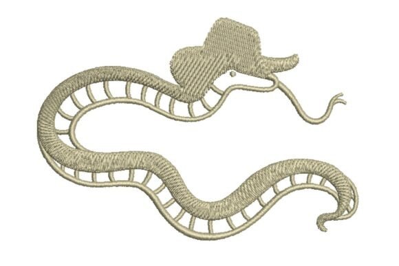Stylized Western Snake with Cowboy Hat Embroidery Design